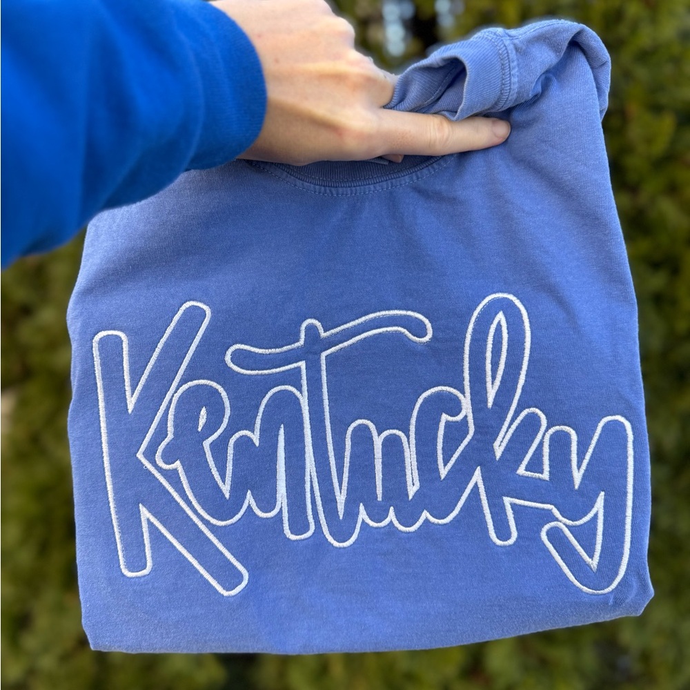 Blue Embroidered Kentucky Graphic Sweatshirt